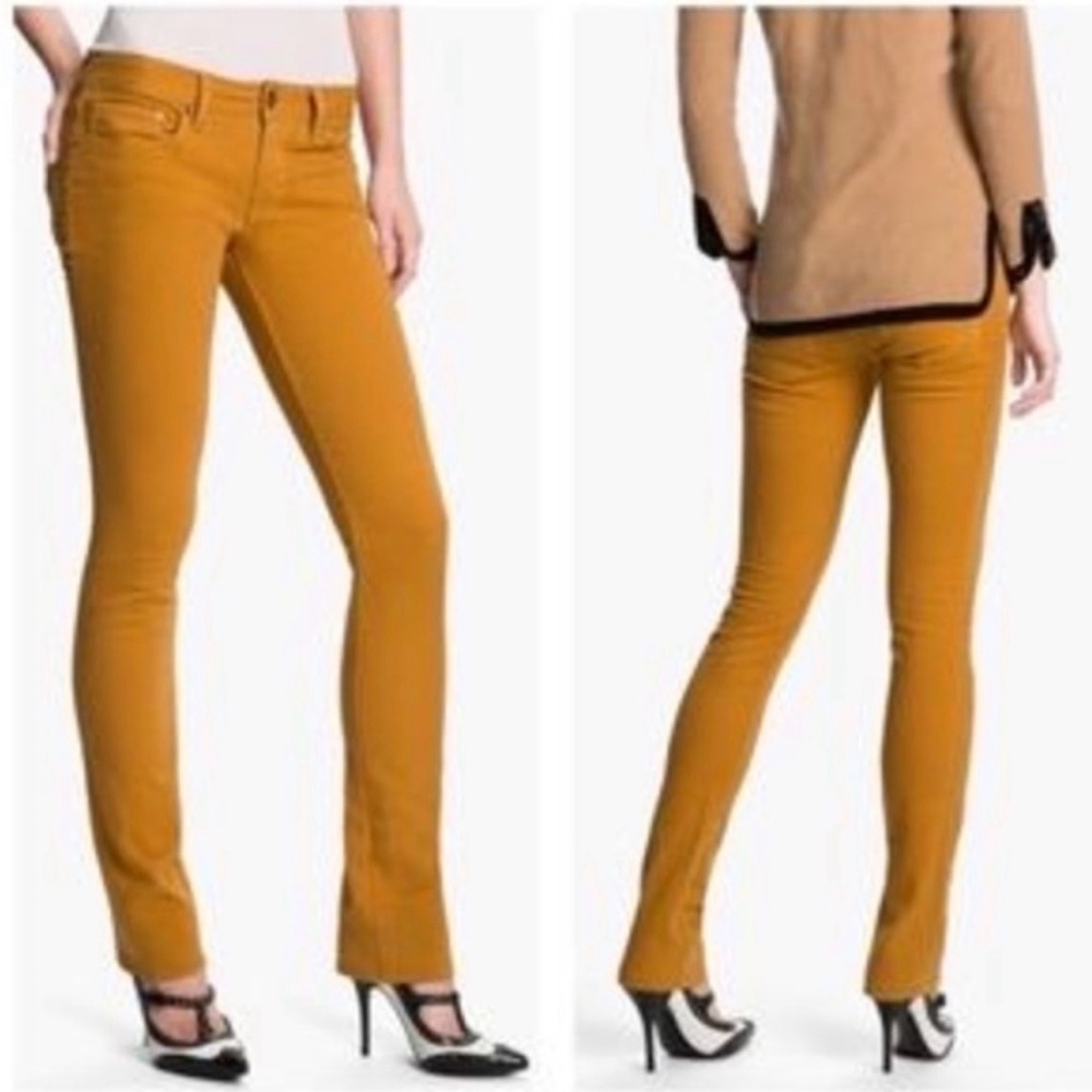 Tory Birch Ivy Super Skinny Low Rise Jeans in Mustard Yellow